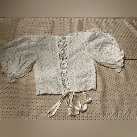 🌹Host Pick🌹For Love & Lemons Sand Dollar Lace Up Top NWT - Picture 7 of 10